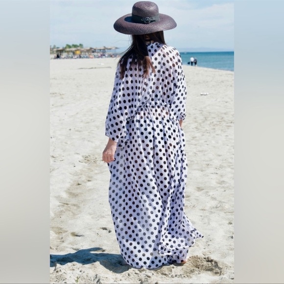 Elegant Polka Dot Swimsuit Coverup Dress - Picture 6 of 9